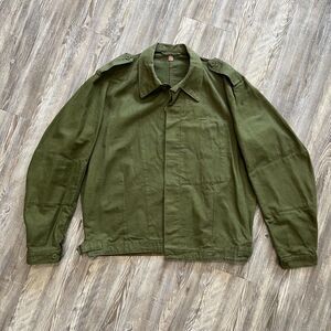 Vintage Swedish Military M/52 Field Jacket Green Canvas Size 52 Large